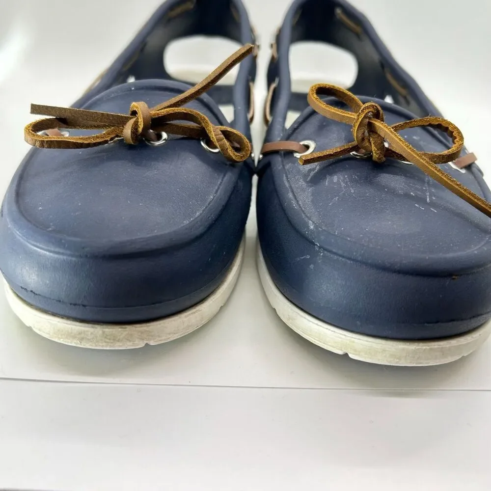 Crocs Women's Navy White Beach Line Slip-On Boat Shoes Size 9 - Picture 4 of 13